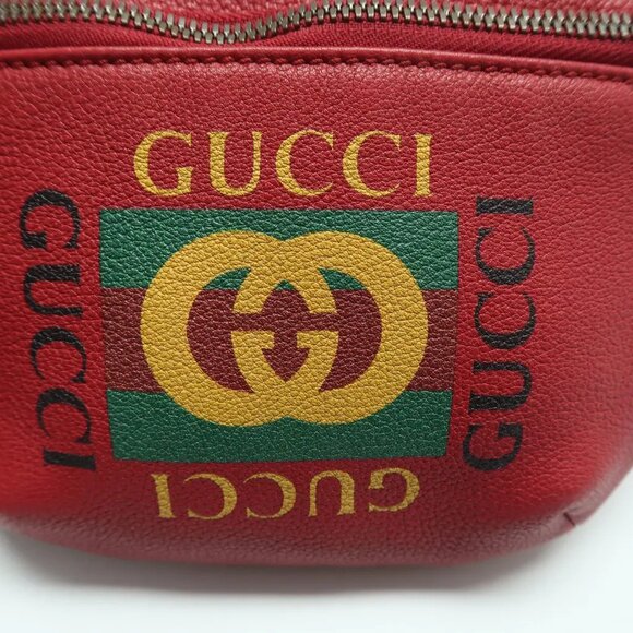 Gucci Print Red Leather Belt Bag 493-031325 - Picture 8 of 12
